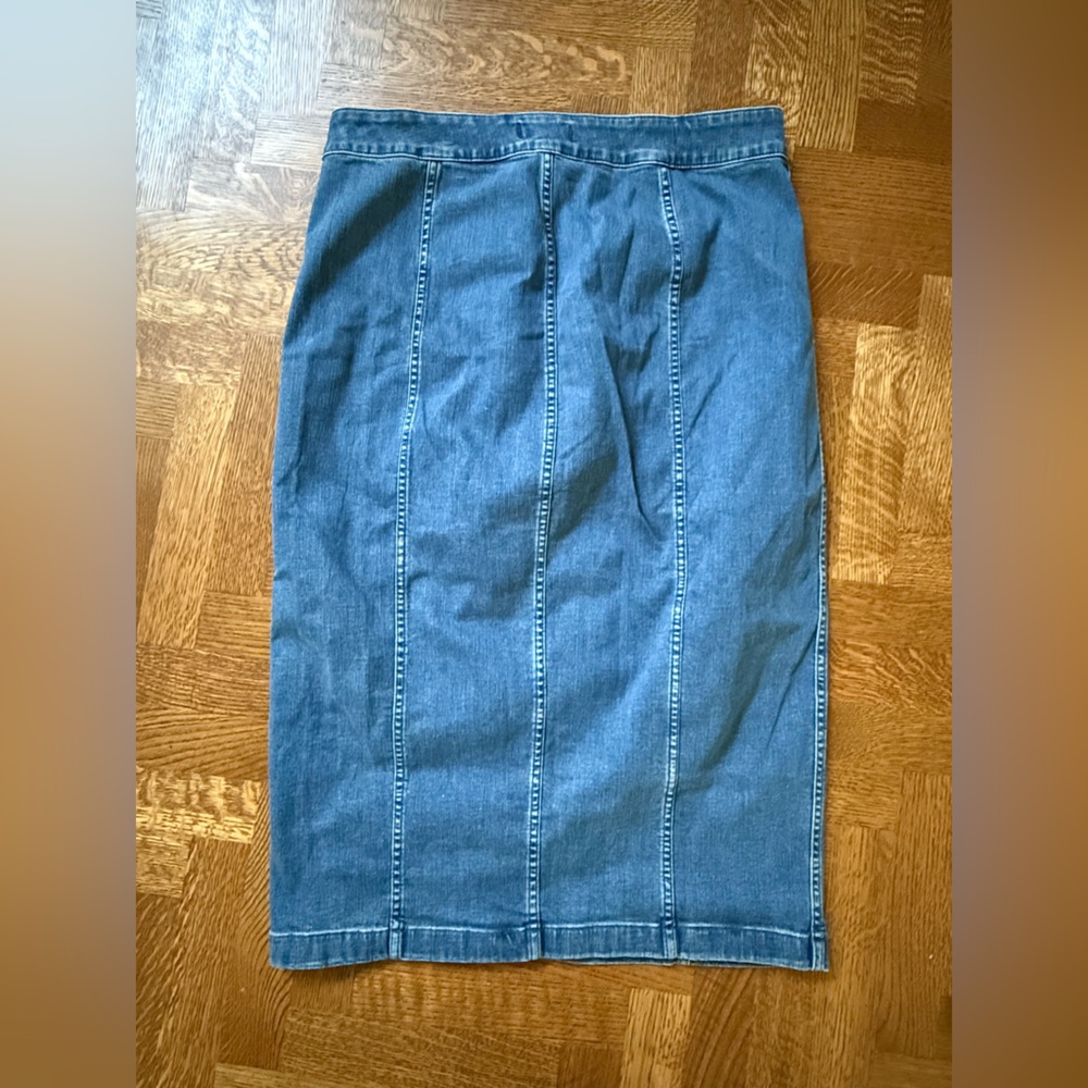 MADEWELL Stretch Denim Side Button Midi Skirt Comfy Fall Blue Jean Retro Y2K 33 - Picture 3 of 6
